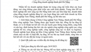 Đăng ký vào hoạt động sản xuất kinh doanh tại Khu Công nghiệp Tam Thăng, thành phố Đà Nẵng