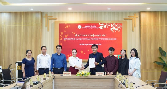 Ký kết hợp tác giữa Trường Đại học Sư phạm (ĐHĐN) và Công ty TNHH BookShare, thúc đẩy chuyển đổi số thư viện