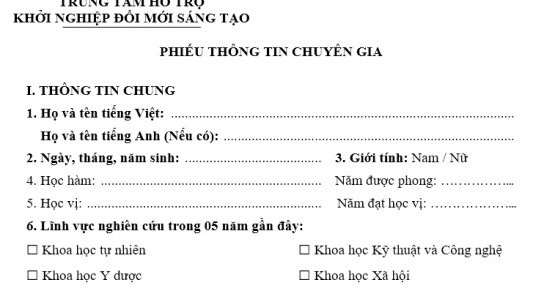Thông báo triển khai khảo sát, thu thập và cập nhật thông tin chuyên gia trên địa bàn thành phố Đà Nẵng