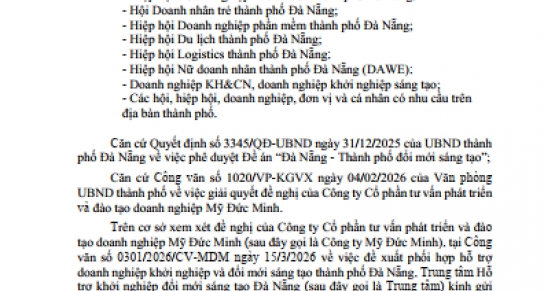 Thông báo về việc hỗ trợ kết nối với Công ty Cổ phần tư vấn phát triển và đào tạo doanh nghiệp Mỹ Đức Minh