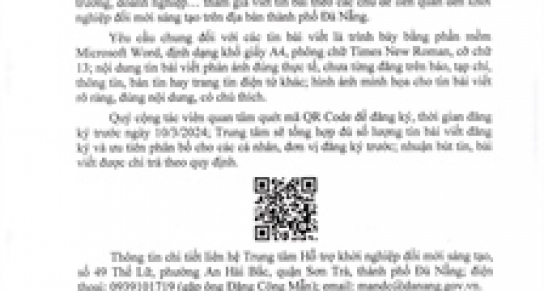 V/v viết tin bài cho Cổng thông tin khởi nghiệp đổi mới sáng tạo thành phố Đà Nẵng